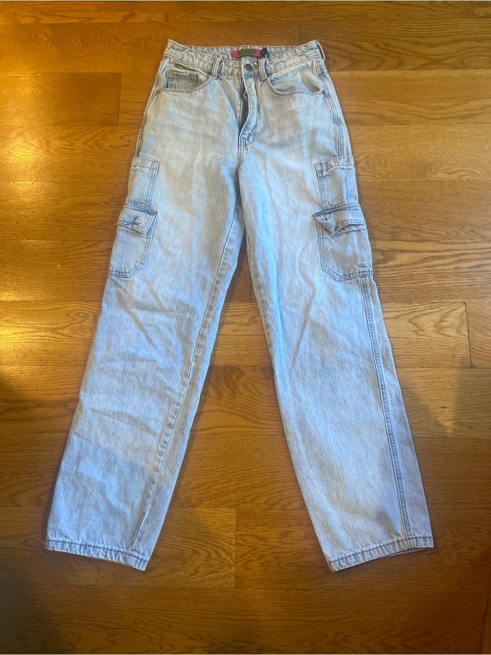 Empyre Tori Light Blue Wash Cargo Skate Jeans, 90s style